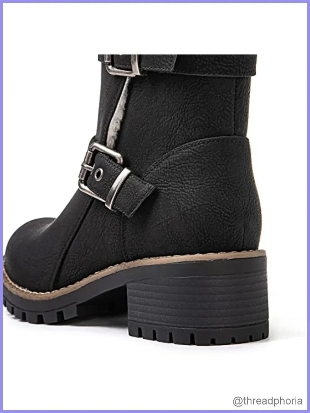 Faux Fur Lined Ankle Boots With Adjustable Double Buckles Moto Booties